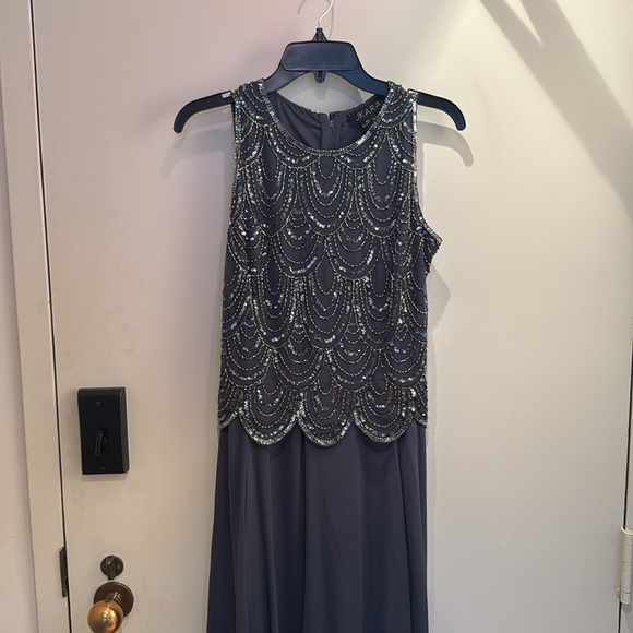 J Kara Sleeveless Embellished A-Line Gown and Scarf Set - Picture 2 of 6